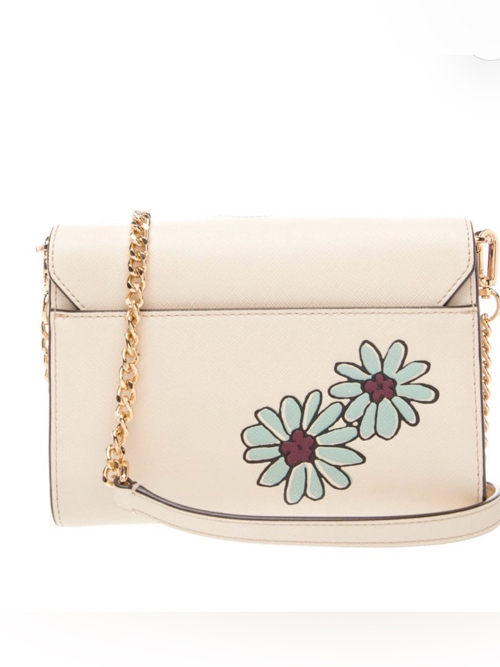 Tory Burch Cream Floral Appliqué Crossbody with Gold Chain - Picture 2 of 5
